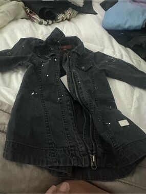 Seven7 Black Kids Denim Jacket with Paint-Splash Detail